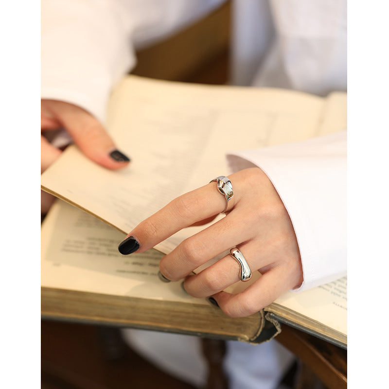 Irregular Heart Knot 925 Sterling Silver Adjustable Ring