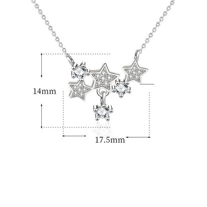 Girl CZ Romantic Stars Shining 925 Sterling Silver Necklace