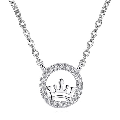 Ellegant CZ Queen's Crown 925 Sterling Silver Necklace