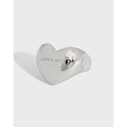 Anniversary LOVE ME Letters Heart 925 Sterling Silver Adjustable Ring