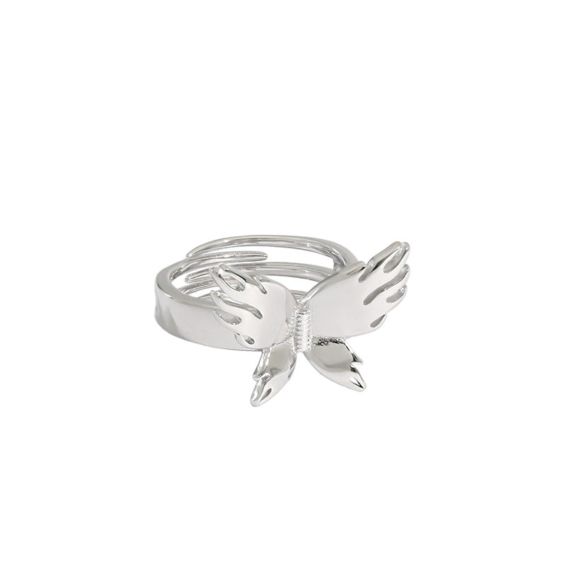 Women Flying Butterfly 925 Sterling Silver Adjustable Ring