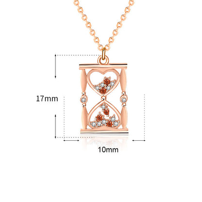 Gift CZ Heart Hourglass 925 Sterling Silver Necklace