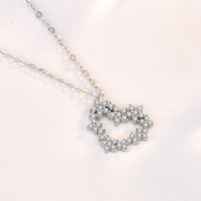 Beautiful CZ Heart Garland 925 Sterling Silver Necklace