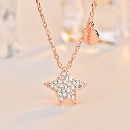 Cute CZ Lucky Star 925 Sterling Silver Necklace