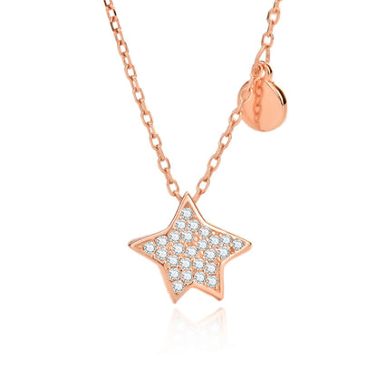 Cute CZ Lucky Star 925 Sterling Silver Necklace