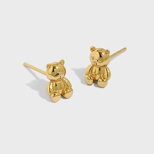 Cute Mini Bear Animal Gift 925 Sterling Silver Stud Earrings