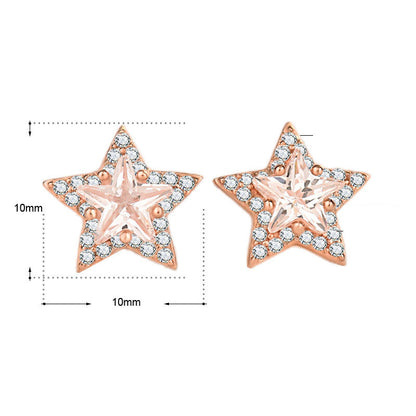 Sweet CZ Stars 925 Sterling Silver Stud Earrings