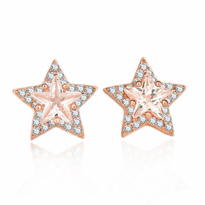 Sweet CZ Stars 925 Sterling Silver Stud Earrings