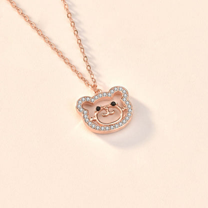 Cute CZ Animal Bear 925 Sterling Silver Necklace