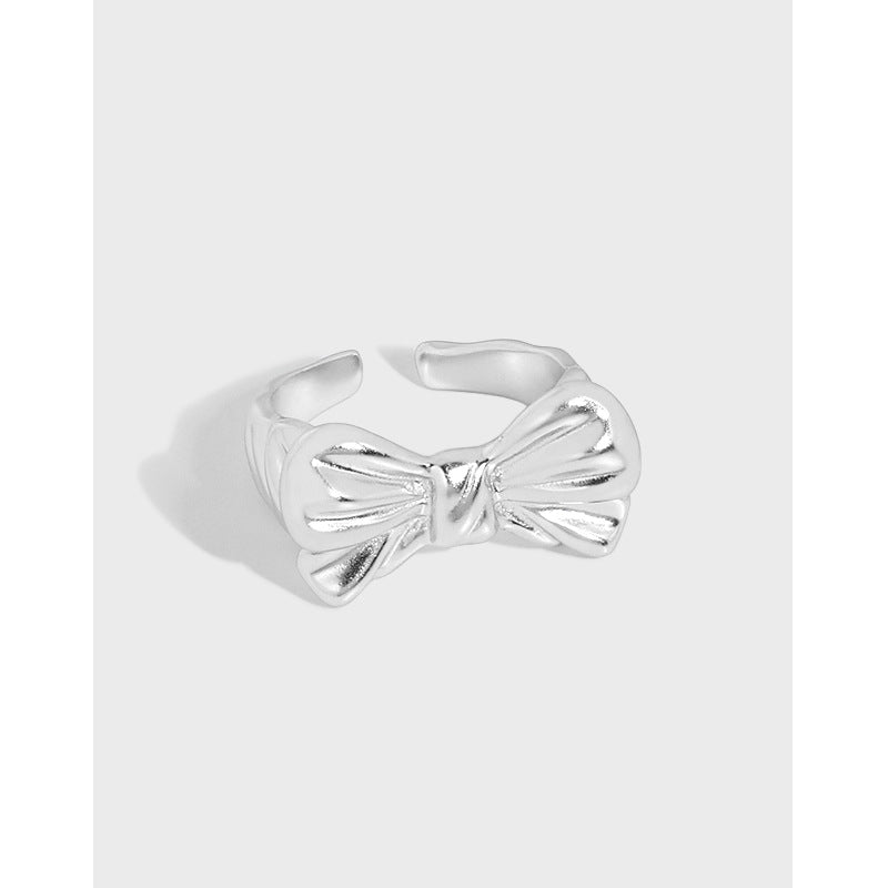 Girl Bow Knot Modern 925 Sterling Silver Adjustable Ring