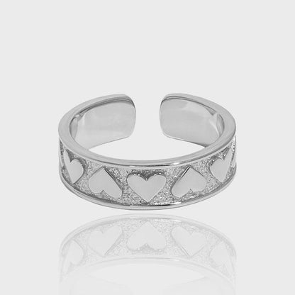 Women Hearts Love 925 Sterling Silver Adjustable Ring