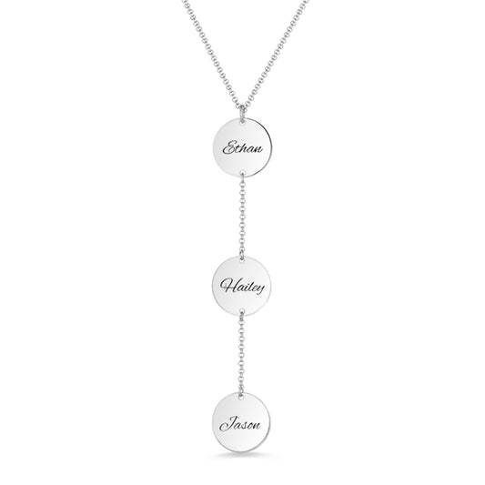 Personalized Name Disc Necklace In Silver