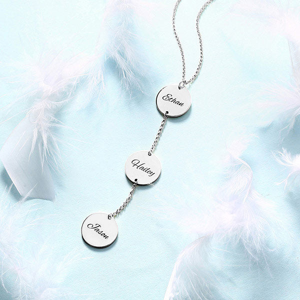 Personalized Name Disc Necklace In Silver