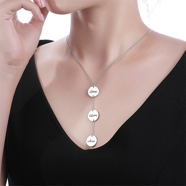 Personalized Name Disc Necklace In Silver