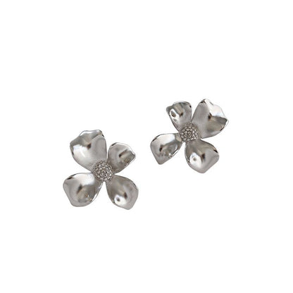 Girl Beautiful Flower 925 Sterling Silver Stud Earrings