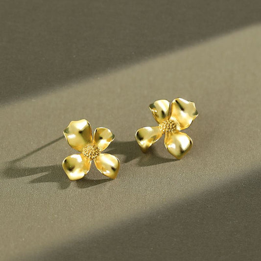 Girl Beautiful Flower 925 Sterling Silver Stud Earrings