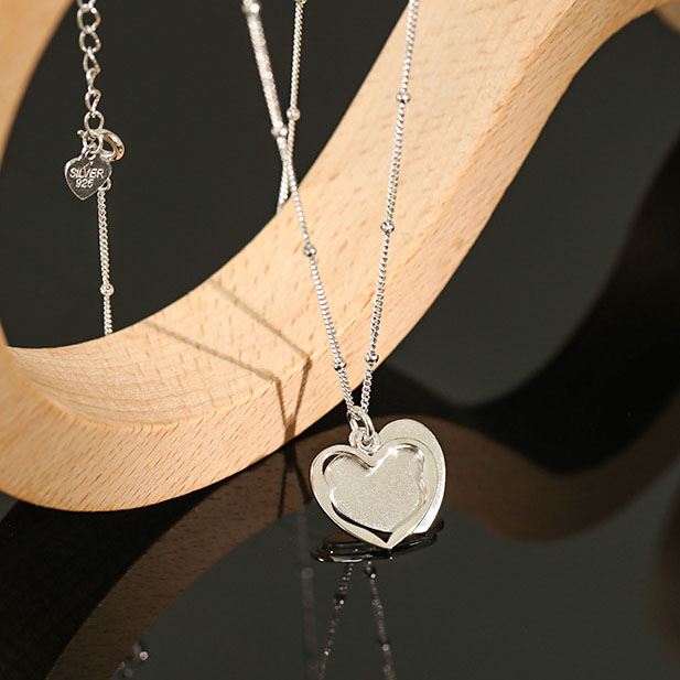 Fashion Irregular Heart Love 925 Sterling Silver Necklace