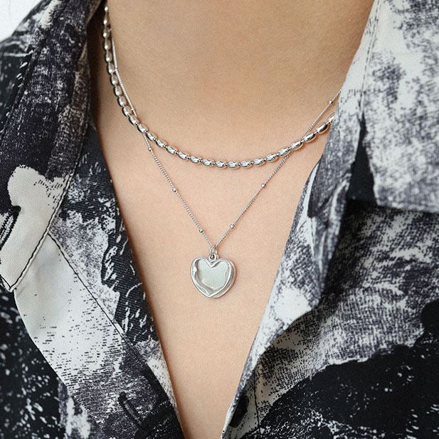 Fashion Irregular Heart Love 925 Sterling Silver Necklace