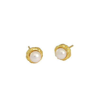 Fashion Irregular Freshwater Pearl 925 Sterling Silver Stud Earrings