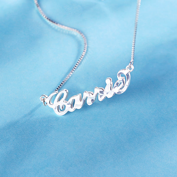 Personalized Carrie Hammered Name Necklace Pure Silver