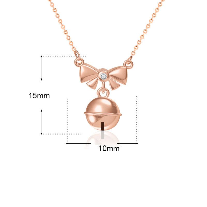 Girl CZ Bowknot Bell 925 Sterling Silver Necklace