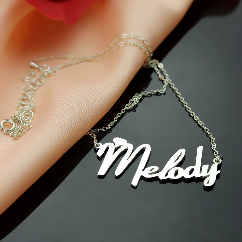 Personalized Sterling Silver Fiolex Girls Fonts Heart Name Necklace