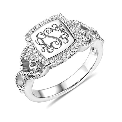 Women's Engraved Classic Monogram Ring