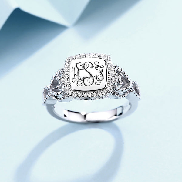 Women's Engraved Classic Monogram Ring